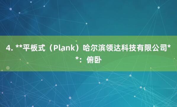 4. **平板式（Plank）哈尔滨领达科技有限公司**：俯卧